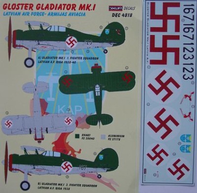 Kora Model DEC4818 Gl.Gladiator Mk.I (Latvian AF) декали 1/48