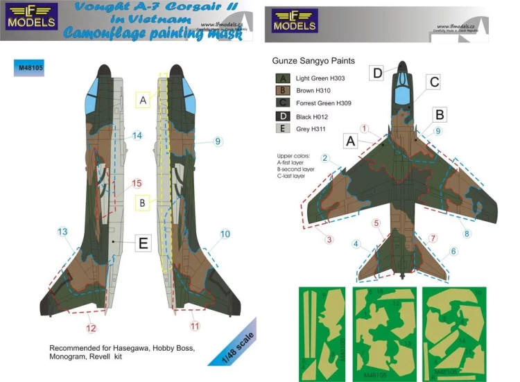 Lf Model M48105 Mask A-7 Corsair II in Vietnam Camoufl.paint. 1/48