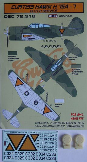 Kora Model DEC72318 Curtiss Hawk H.75A-7 Dutch Serv. (AML) декали декали 1/72