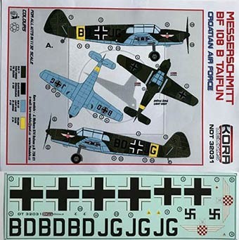 Kora Model NDT32031 Bf 108B Taifun Croatian Air Force декали 1/32