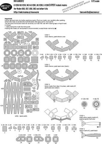 New Ware NWA-M0812 1/72 Mask C-123K/UC-123K,NC/AC-123K EXPERT (RDN)