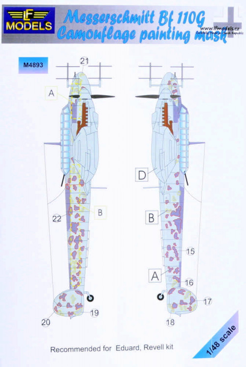 Lf Model M4893 Mask Bf 110G Camouflage painting (EDU,REV) 1/48