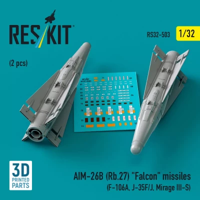 Reskit 32503 AIM-26B (Rb.27) 'Falcon' missiles (2 pcs.) 1/32