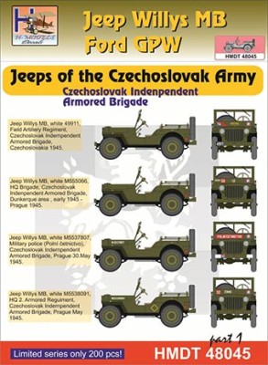 Hm Decals HMDT48045 1/48 Decals J.Willys MB/Ford GPW CZ Army Brigade