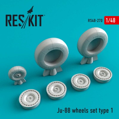 Reskit RS48-0270 Ju-88 колеса - type 1 (DRAG,HAS,ICM,REV) 1/48
