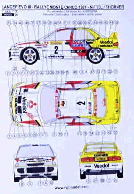Reji Model 014 Lancer EVO III Rallye Monte Carlo 1997 1/24