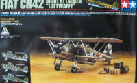 Tamiya 89722 Самолет Fiat CR42 "Luftwaffe" с фигурой пилота + набор бочек и канистр 1/48