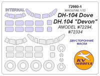 KV Models 72980-1 DH-104 Dove / DH.104 "Devon" (AMODEL #72294, #72334) - (двусторонние маски) + маски на диски и колеса AMODEL GB 1/72