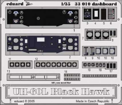 Eduard 33010 UH-60L dashboard 1/35 АСА