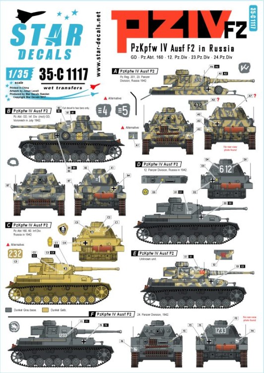 Star Decals 35-C1117 Pz.Kpfw.IV Ausf.F2. Pz.Kpfw.IV Ausf.F2 (early G) in Russia 1/35