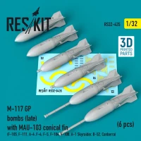 Reskit RS32-435 M-117 GP bombs (late) w/ MAU-103 conical fin 1/32