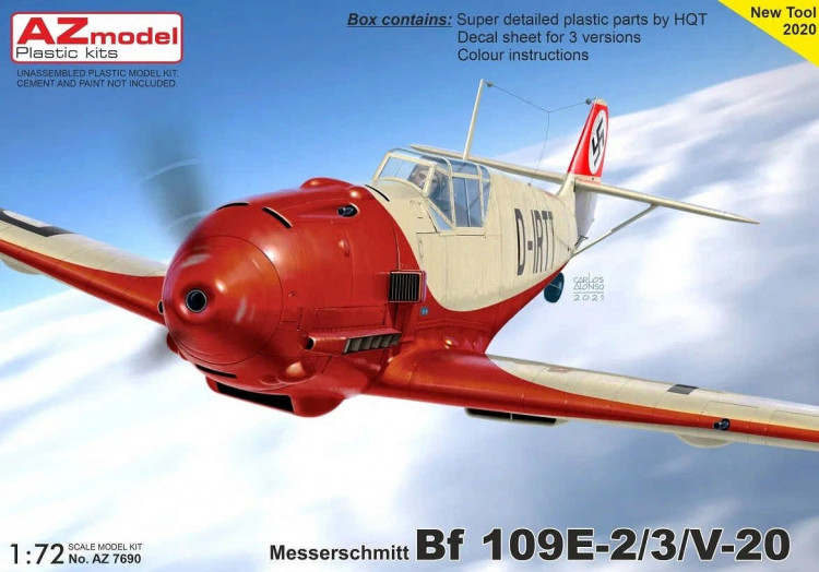 Az Model 76090 Bf 109E-2/3/V-20 Prototypes (3x camo) 1/72