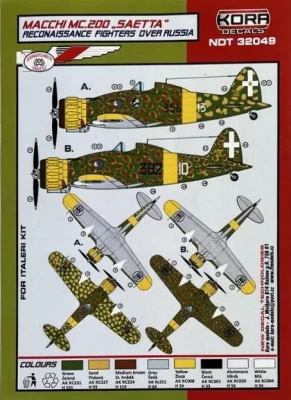 Kora Model NDT32049 Decals MC.200 Saetta Recon.Fighters o. Russia 1/32