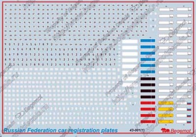 Begemot Decals 43-001 Автомобильные номера РФ 1/43
