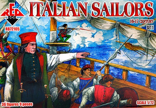 Red Box 72105 Italian Sailors, 16-17 century, set 1 . 36 figures in various poses