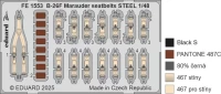 Eduard FE1553 B-26F Marauder seatbelts STEEL (ICM) 1/48