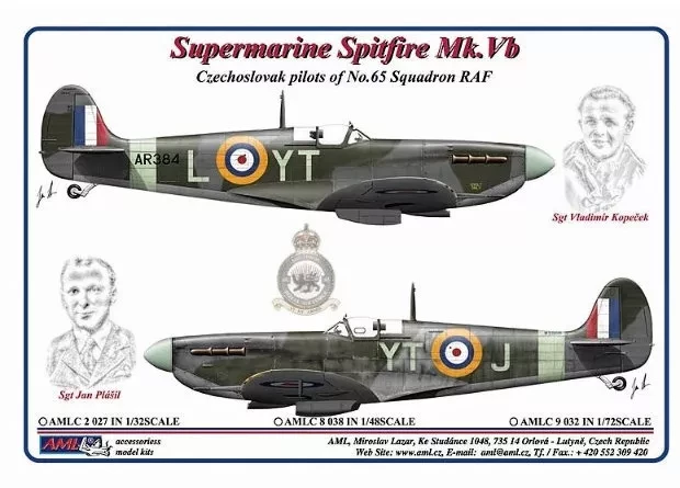 AML AMLC32027 Decals Czechosl.pilots of No.65 Squadron RAF 1/32