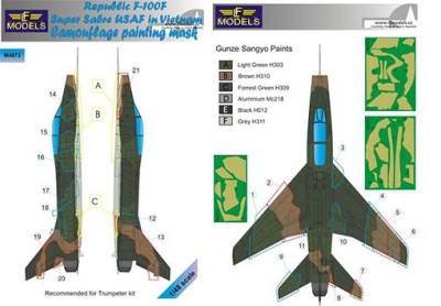 Lf Model M4873 Mask Republic F-100F USAF Camoufl.painting 1/48