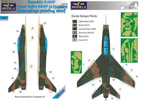 Lf Model M4873 Mask Republic F-100F USAF Camoufl.painting 1/48