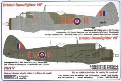 AML AMLC48019 Декали Bristol Beaufighter IF&amp;VIF Part V. 1/48