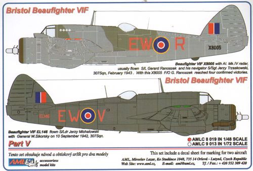 AML AMLC48019 Декали Bristol Beaufighter IF&VIF Part V. 1/48