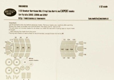 New Ware NWA-M0119 Mask H.Hurricane Mk.I (Trop),Sea Hurr.EXPERT 1/32