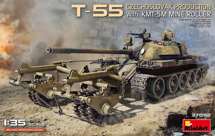 Miniart 37092 T-55 Czechoslovak Prod. w/ KMT-5M Mine Roller 1/35