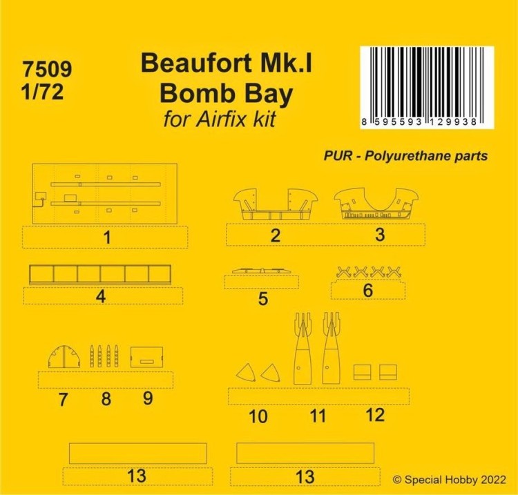 CMK SP7509 Beaufort Mk.I Bomb Bay (AIRFIX) 1/72
