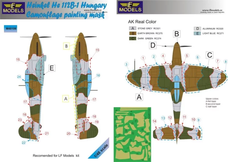 Lf Model M48106 Mask He 112B-1 Hungary Camouflage paint. (LF) 1/48