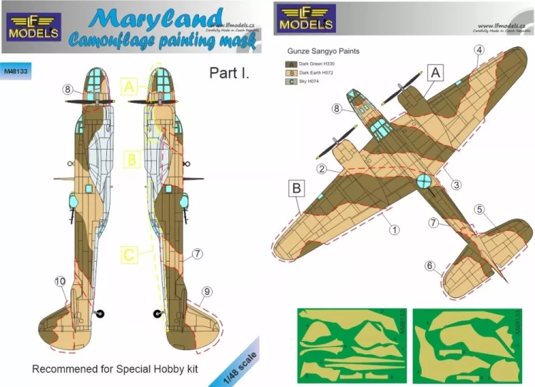Lf Model M48133 Mask Maryland Camouflage painting Part I. 1/48