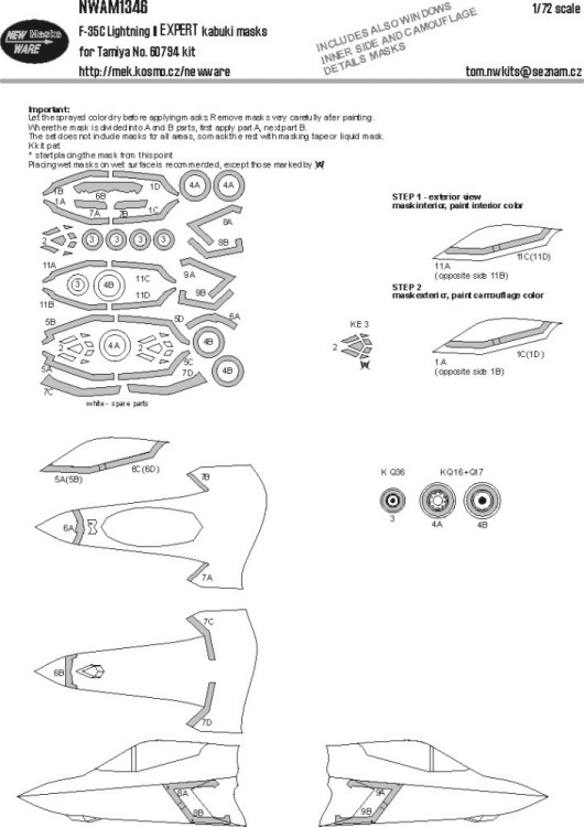 New Ware M1346 Mask F-35C Lightning II EXPERT (TAM) 1/72