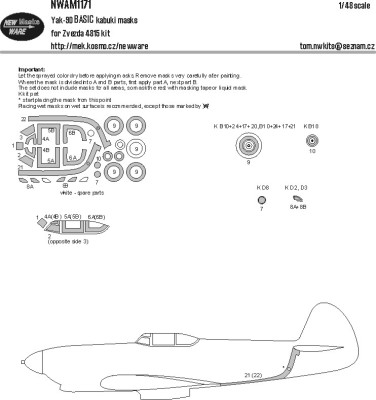 New Ware NWA-M1171 Mask Yak-9D BASIC (ZVE) 1/48
