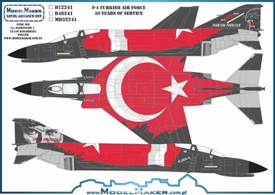 Model Maker Decals D48241 McDonnell F-4E Phantom Turkish Air Force 50 years of service 1/48