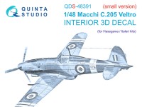 Quinta studio QDS-48391 Macchi C.205 Veltro (Hasegawa/Italeri) (Малая версия) 3D Декаль интерьера кабины 1/48