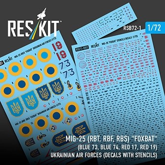 Reskit B72001 Decals MiG-25 (RBT, RBF, RBS) Ukrainian AF 1/72
