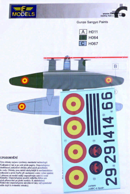 Lf Model C72266 Junkers Ju 88C-6 over Spain (REV,HAS) декали 1/72