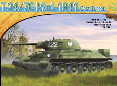 Dragon 7262 Т-34 (обр.1941, с 76,2 мм пушкой Ф-34, литая башня)