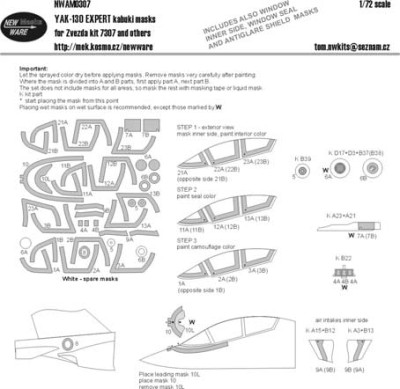 New Ware NWA-M0307 1/72 Mask YAK-130 EXPERT (ZVEZDA 7307)