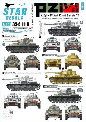 Star Decals 35-C1118 Pz.Kpfw.IV Ausf.F2/Ausf.G. Pz.Kpfw.IV of the Waffen-SS 1/35