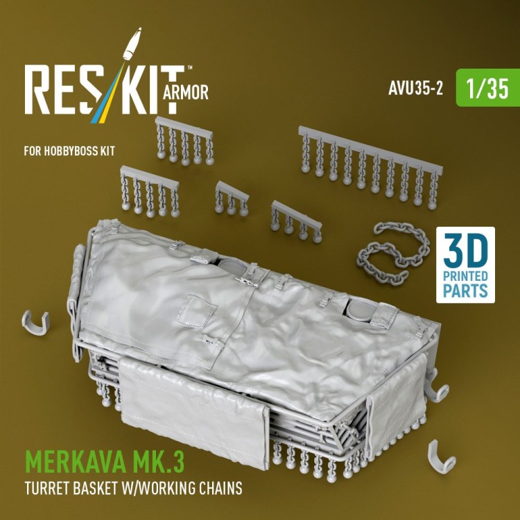 Reskit AVU35002 Merkava Mk.3 turret basket&work.chains (HOBB) 1/35