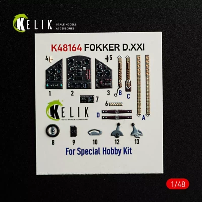 Reskit K48164 Fokker D.XXI - interior 3D (SP.HOB.) 1/48
