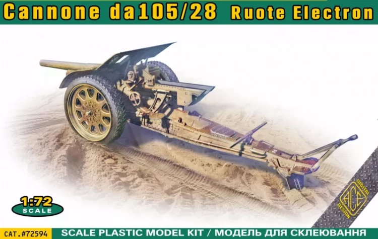 Ace Model 72594 Cannone da105/28 Ruote Electron 1/72
