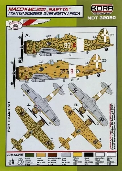 Kora Model NDT32050 Decals MC.200 Fighter Bombers o. North Africa 1/32