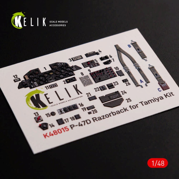 Reskit K48015 P-47D 'Razorback' interior 3D decals (TAM) 1/48
