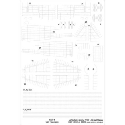 HGW 321020 Mitsubishi A6M5c ZERO Riveting Set (HAS) 1/32