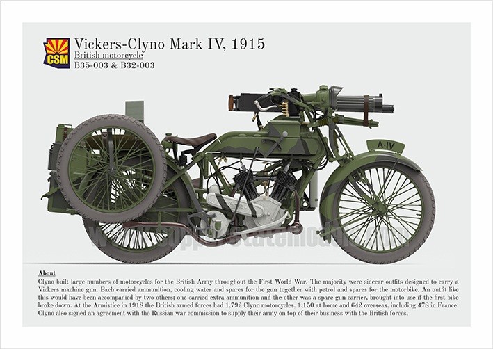 Copper State Models B35-003 Британский мотоцикл Vickers-Clyno Mark IV, 1915 1/35