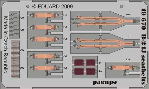 Eduard 49670 1/48 Фототравление для B-24J seatbelts
