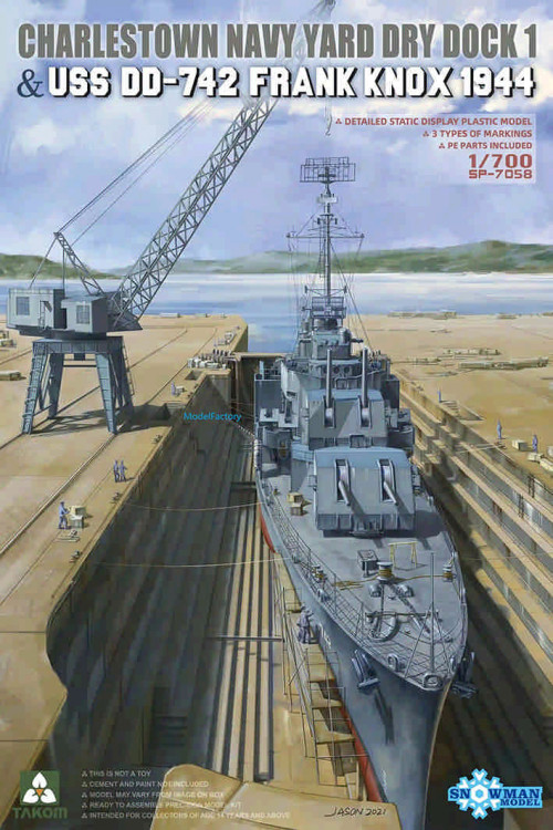 Takom Тsp-7058 Charlestown Navy Yard Dry Dock 1 & Uss Dd-742 Frank Knox 1944 1/700