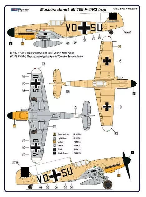 AML AMLC32029 Decals Messerschmitt Bf 109 F-4/R3 Aufklarer 1/32