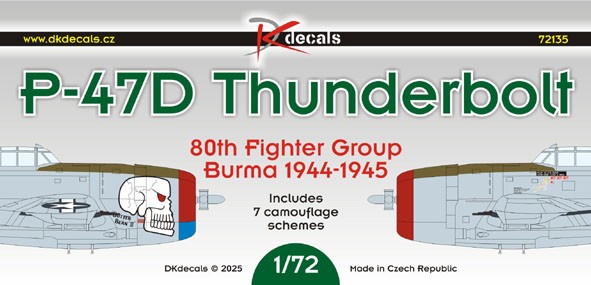 Dk Decals 72135 P-47D Thunderbolt 80th FG Burma 1944-1945 1/72